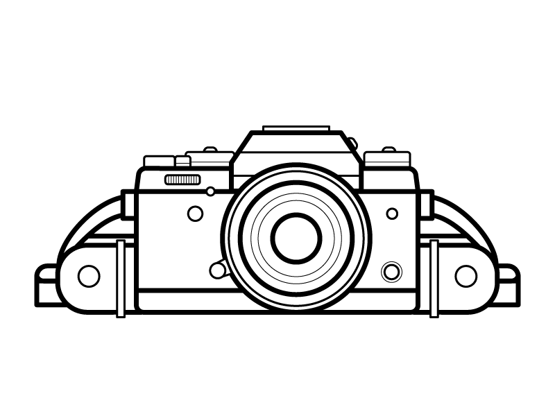 Photography camera photography bw stroke simple icons illustration vector