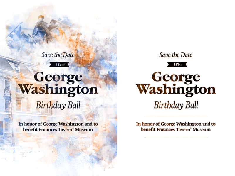 GW Birthday Ball 2019 birthday branding colonial event invite logo nyc texture typography vector