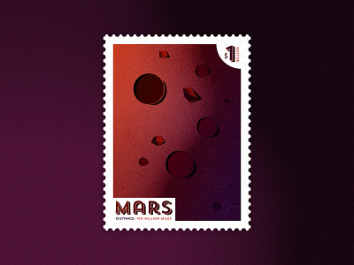 Mars: Out of this World Stamp design dribbble dribbblewarmupweekly illustration illustrator mars outerspace planet stamp textures travel vector warmup