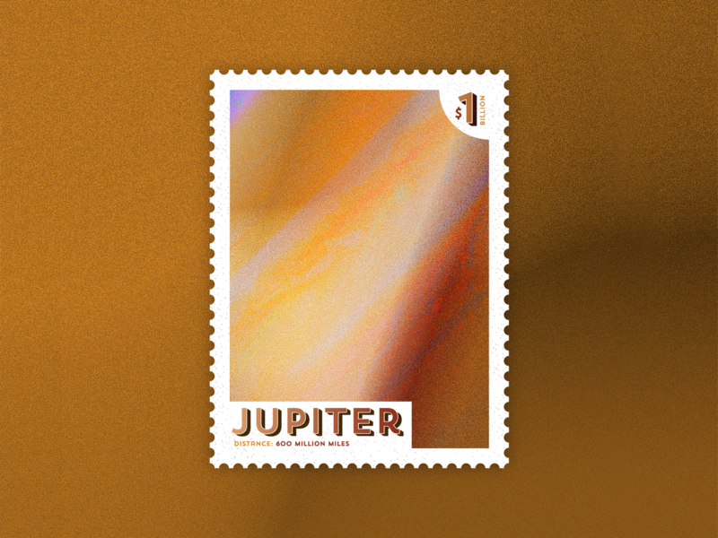 Jupiter: Out of this World Stamp design dribbble dribbblewarmupweekly illustration illustrator jupiter outerspace planets space travel vector warmup
