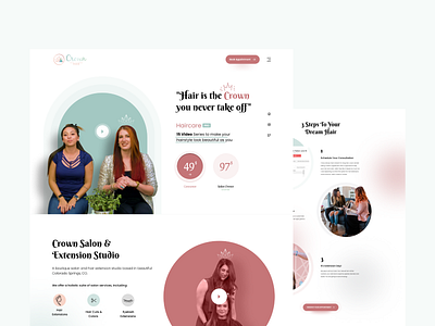 Crown Web Landing Page app app design appointment book branding dashboad design haircut hairdresser hairstyle illustration managment minimal product design salon ui vector web webdesign website