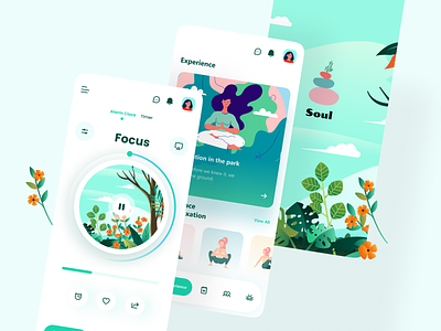 Soul Meditation App app blue chilling clean clean ui ios meditation meditation app mobile mobile app mobile ui physiotherapy relaxing stress app ui uiux ux yoga