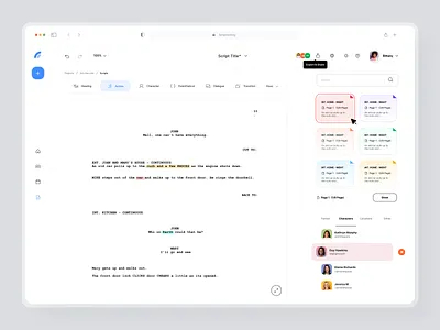 Script Writing Web App. app design filmmaking graphic design minimal scriptwriting sotryboard storwriting uxdesign webapp