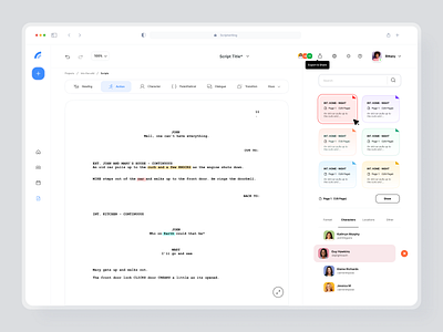 Script Writing Web App. app design filmmaking graphic design minimal scriptwriting sotryboard storwriting uxdesign webapp