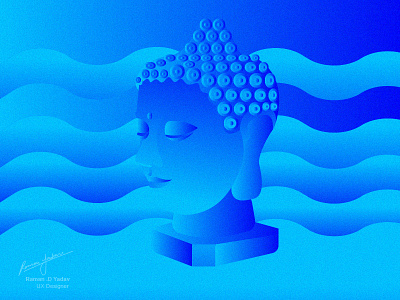 Buddha blue buddha deep illustration meditation sea water wave