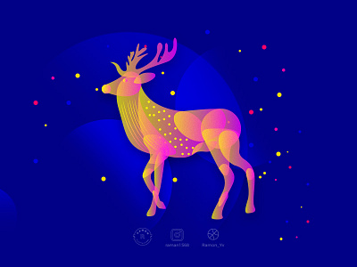 Deer abstract bright color deer icon illustration miniaml