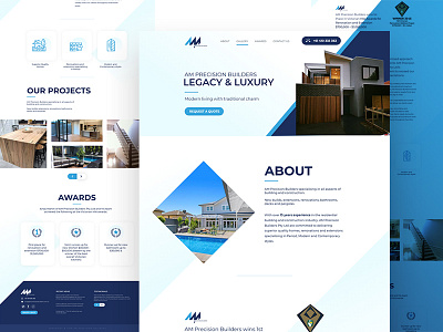 Am Precision Builders Landing Page Design confort construction home icon luxury realestate web