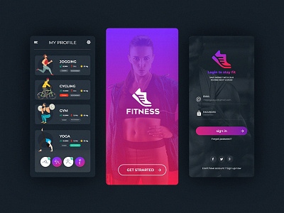 Fitness App Project animation app branding design flat icon illustration lettering typography ui ux web