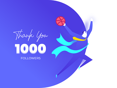 1000 followers! 1000 1k dribbble flat followers gradient illustration ui ux