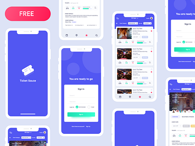 App Ui Freebie for event organizers and event management android app design event illustration ios map party place ticket ui website