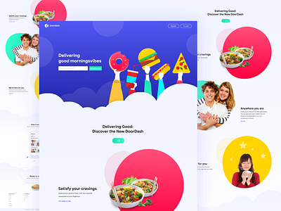 Doordash Landing Page beverage clean concept food ios iphone mobile app order recipes restaurant sketch