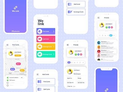 We link app Ui Freebie. app business clean colors design designer developer freelancer icon illustrations ios minimal portfolio professional seo tooltip trendy ui ux vcard