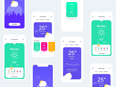 Weather App Freebie animation app design flat icon illustration interactions logo ui ux uxui vector weather weatherreport web website