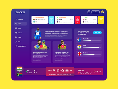 Icc Cricket World Cup Ui Freebie app australia cricket dashboard design england freebie game icc illustraion india minimal playhard sports team teamblue ui ux world worldcup2019