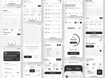 UI Mix Wireframe Ui Kit app apple application e commerce ios ios11 mobile prototype screen ui ui kit ux wireframe kit