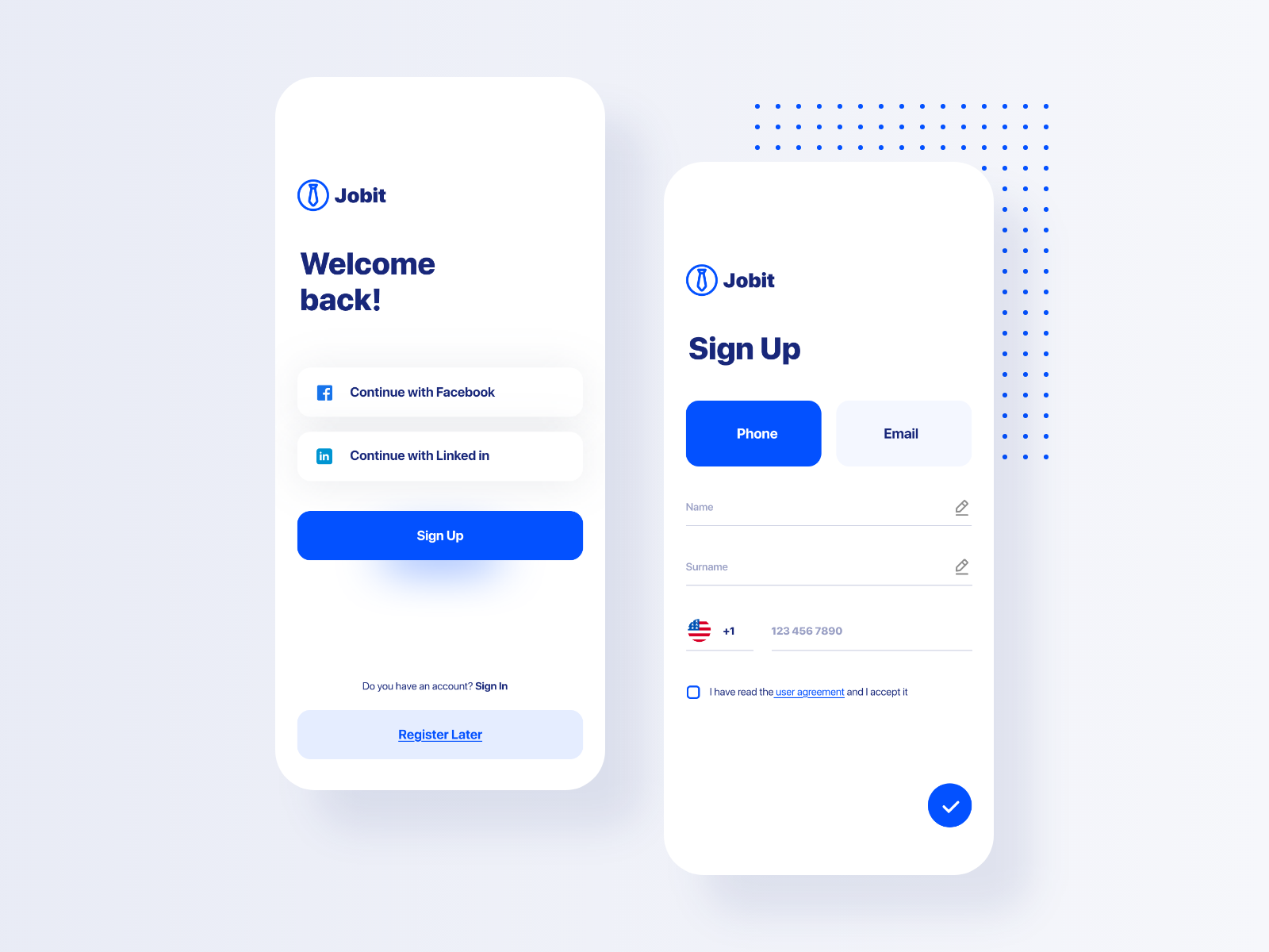 Jobit Login And Signup by 尺卂爪卂几 on Dribbble