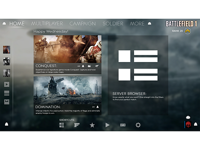 Battlefield 1 - Main Menu UI (concept)