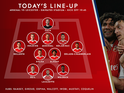 Arsenal FC - Social Media Graphics 11 arsenal club football graphic line up media social social media design starting xi