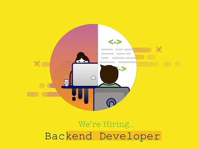 Backend developer vector backend developer illustration interact vector