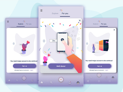 Social App Illustration brand colors branding illustration product designer scratch sketch social media app ui ui ux user experience design vision