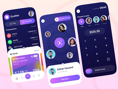 Quallet Payment App | Oronix app banking banking app color palette daily exploration ios15 money transfer pay pay form payment app payment method paypal transaction wallet wallet app