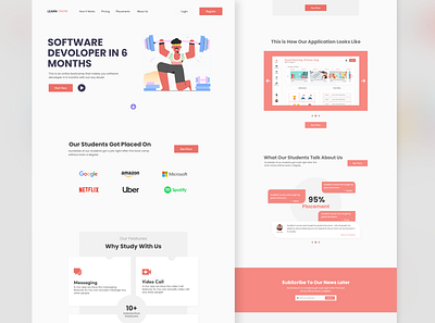 E-Learning Landing Page course app courses designs e learning education education landing page education platform elearning landing page landing page design landingpage online courses online education landing page software development ui uidesign web design webdesign website design website designing