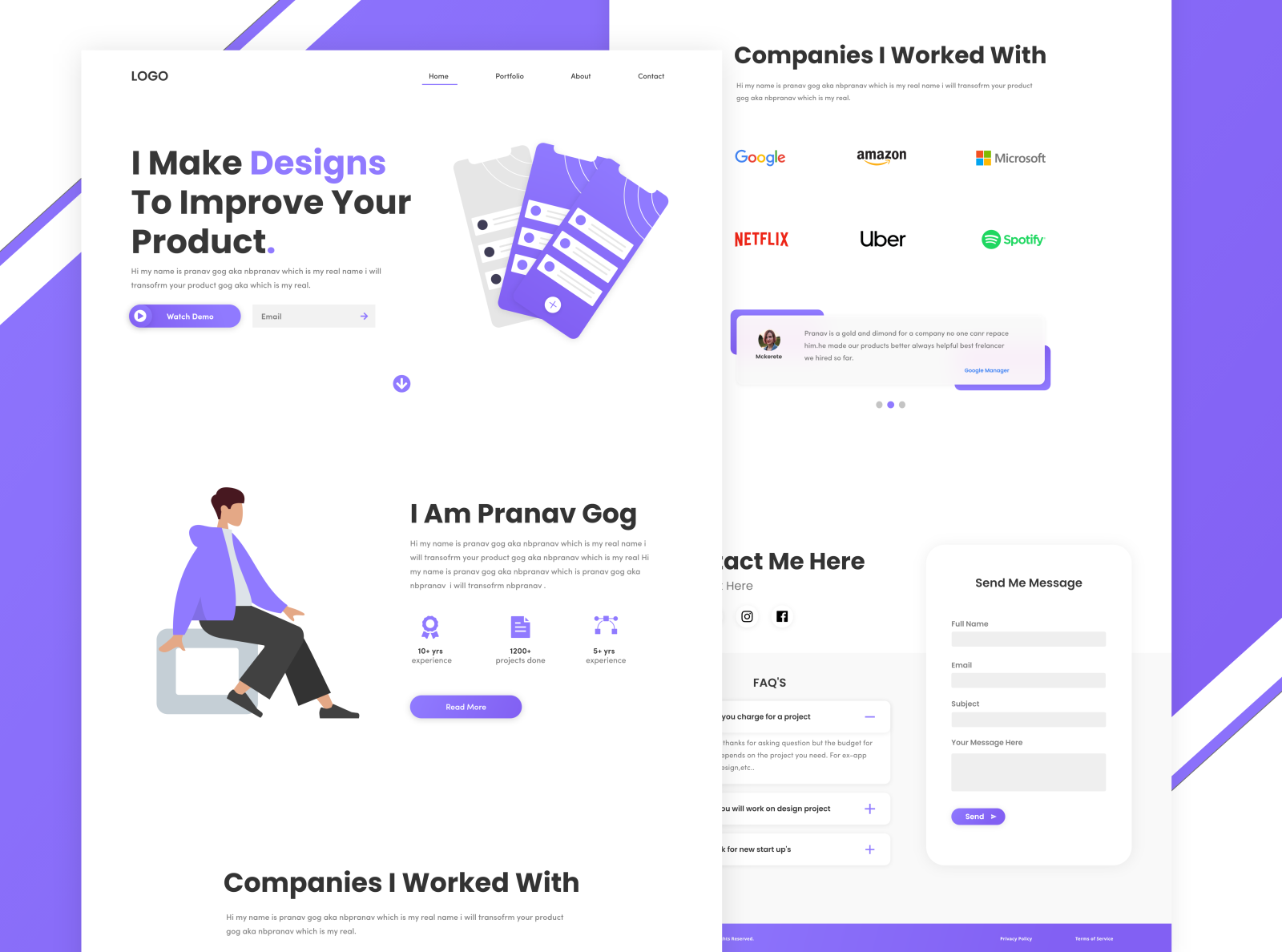 Personal portfolio website by pranavGOG on Dribbble