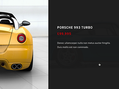 Classic sports car site car dark flat interface responsive ui ux web website