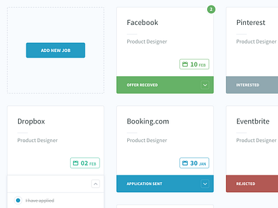 Job cards app button cards date dropdown interface job job board notification ui web web app