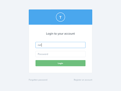 Login blue button form login registration textfield ui web