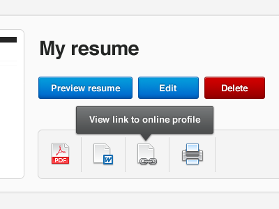 My Resume button icon interface tooltip ui user interface web website