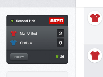 Second Half football interface match score soccer ui user interface web web app website