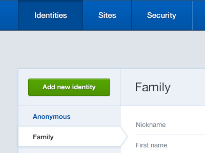 Identity button identity nav navigation profile ui user interface ux web website