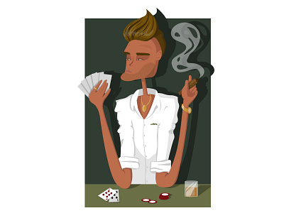 Poker man cartoon character illustration vect vector