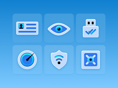 VPN icon set blue clean icon design icon set icons illustration ip logo mobile app profile proxy safe safety security shield speed test ui vpn vpn app