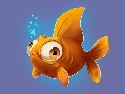 Golden Fish animal aquarium artist blue casual cg character fish game game dev game ui golden fish illustration illustrator logo ocean procreate sea ui water