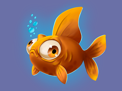 Golden Fish animal aquarium artist blue casual cg character fish game game dev game ui golden fish illustration illustrator logo ocean procreate sea ui water