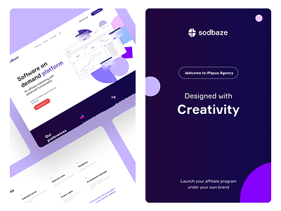 Sodbaze - web service for creating affiliate programs animation app clean design modern new ui
