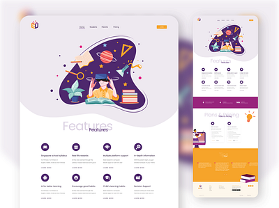 Ed Up Landing Page kids learning app ui vector website