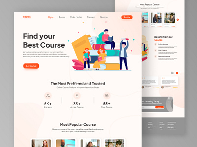 Course. - Online Course Landing Page class course design education figma landing page learning online course ui user experince user interface ux web design website