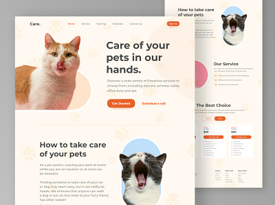 Pet Care Landing Page animal animal care care cats design dogs ecommerce figma health homepage landing page mockup pet pet care texture ui ux visual web design website