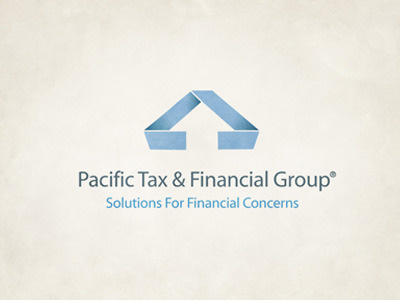 Pacific Tax Logo logo arrow blue negative space