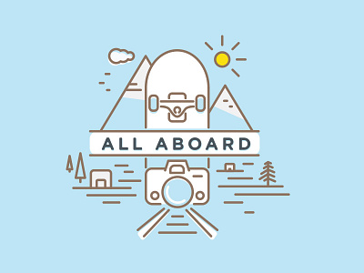 All Aboard Logo camera logo skateboard train