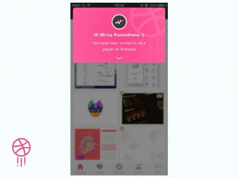 Dribbble Invite Notification Concept animation app clean concept debut dribbble first-shot gif invite ios notification onboarding
