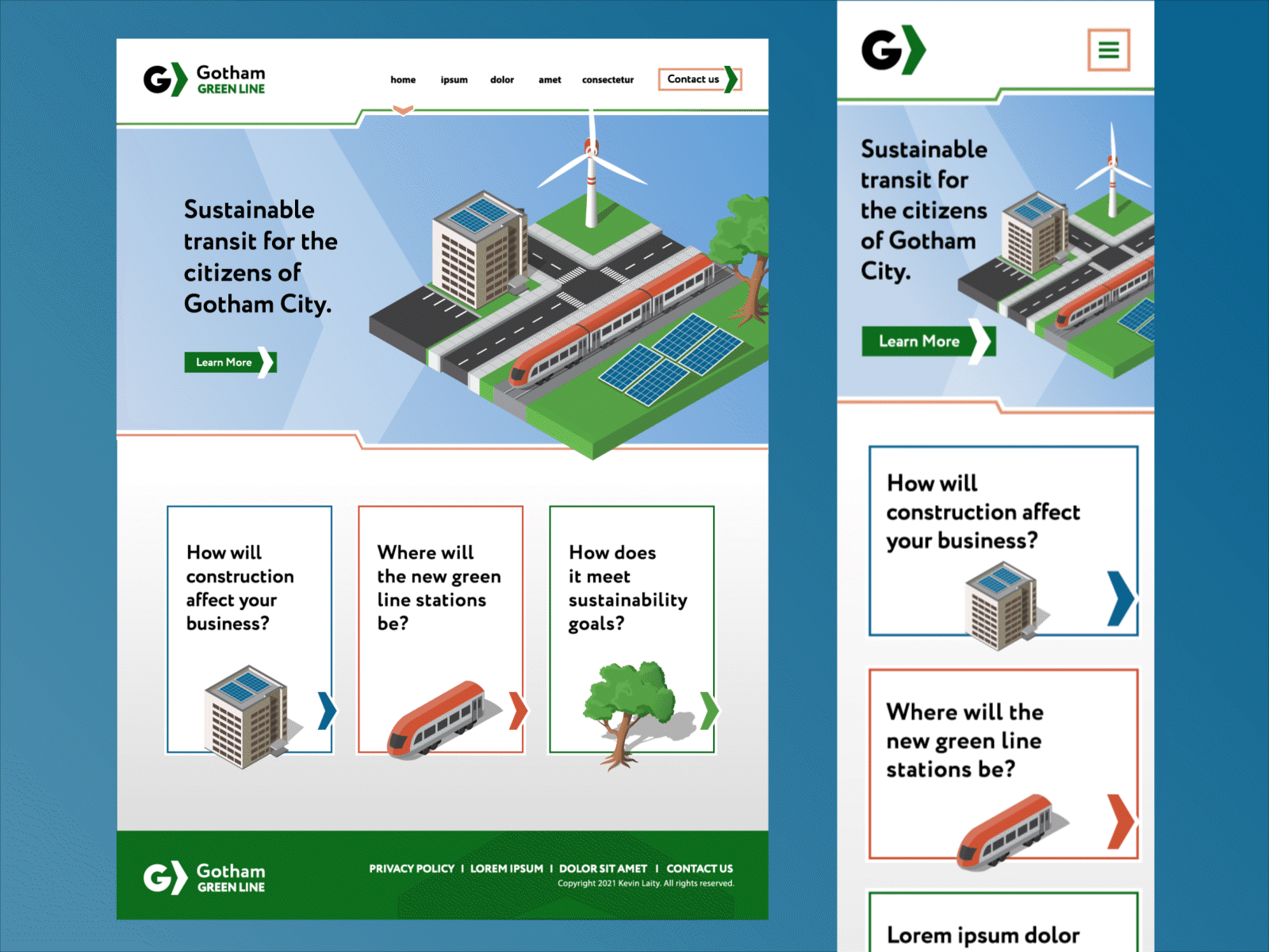 Green Initiative Web Layout illustration web design