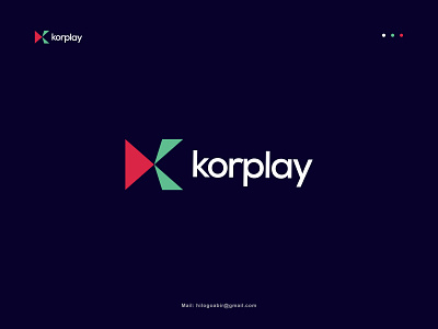 Play Logo Concept-Korplay app icon branding connection design gaming logo identity k letter korplay logo logo design media logo minimal modern play logo simple logo social unused video logo