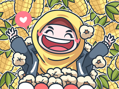 Cumicorn character cute girl illustration popcorn yellow