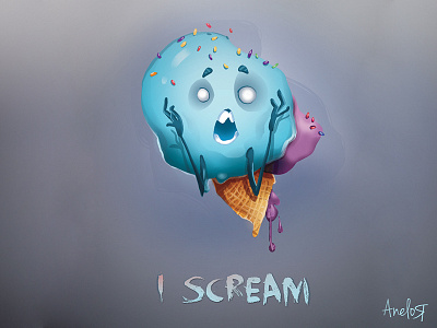 I SCREAM colorful creamy ice cream delicious eat greed halloween happy horror illustration laugh movie scream
