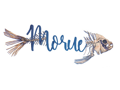 Morue art bones cut fish illustration insult summer typography