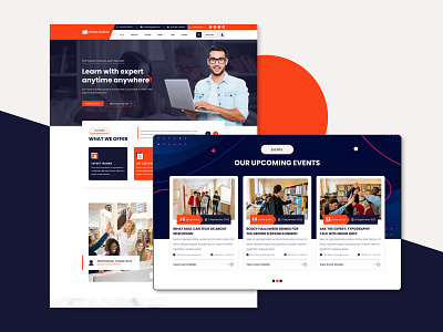 E-Learning Landing Page 3d academy animation app e learning e learning illustration kids kindergarten landing page learning managment system lms logo motion graphics online course online learning website training centre uiux university vector website